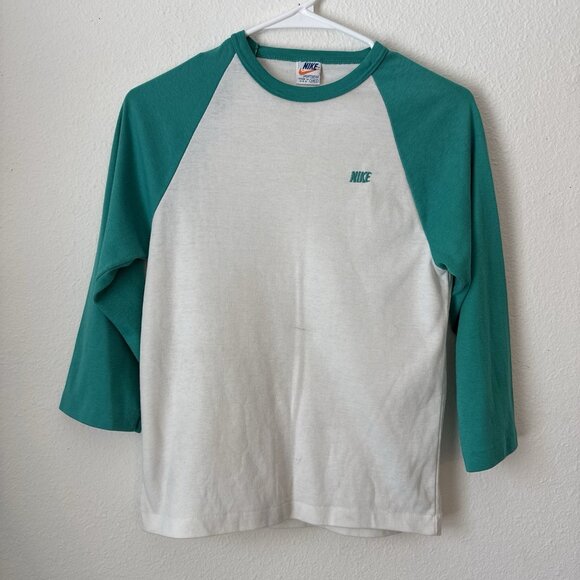 Vintage 70s 80s Nike Raglan Baseball Tee Shirt Adult Medium Made In USA - Picture 1 of 3